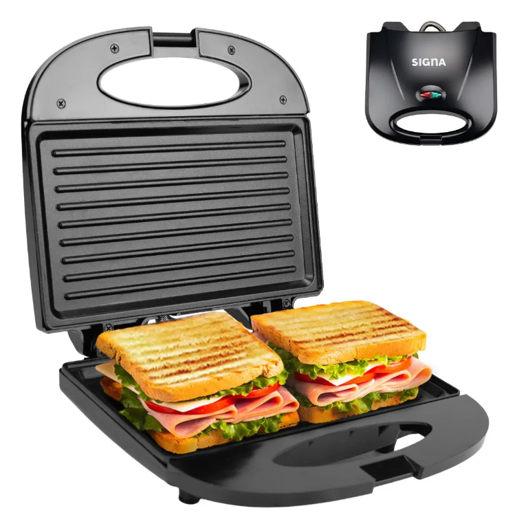 Sandwichera Parrilla Eléctrica Panini Antiadherente 750w Color Negro