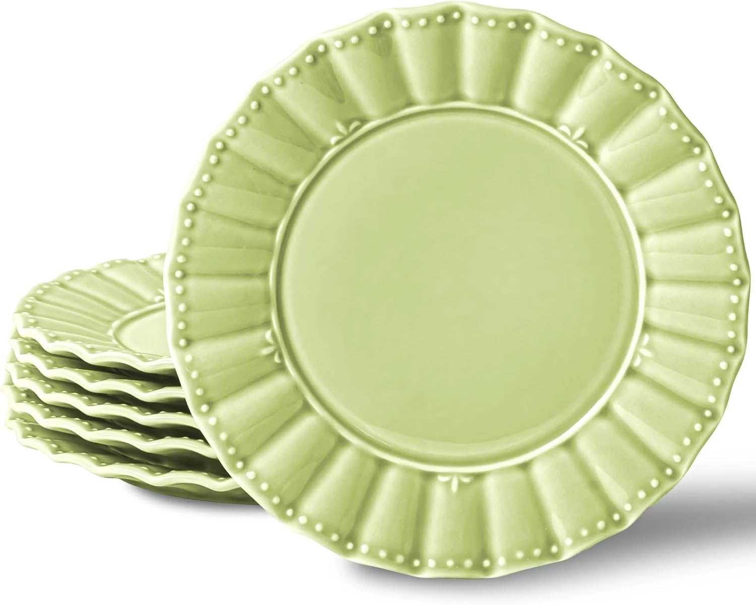 – Juego de platos de postre de 8 pulgadas para 6 platos de cerámica para servir