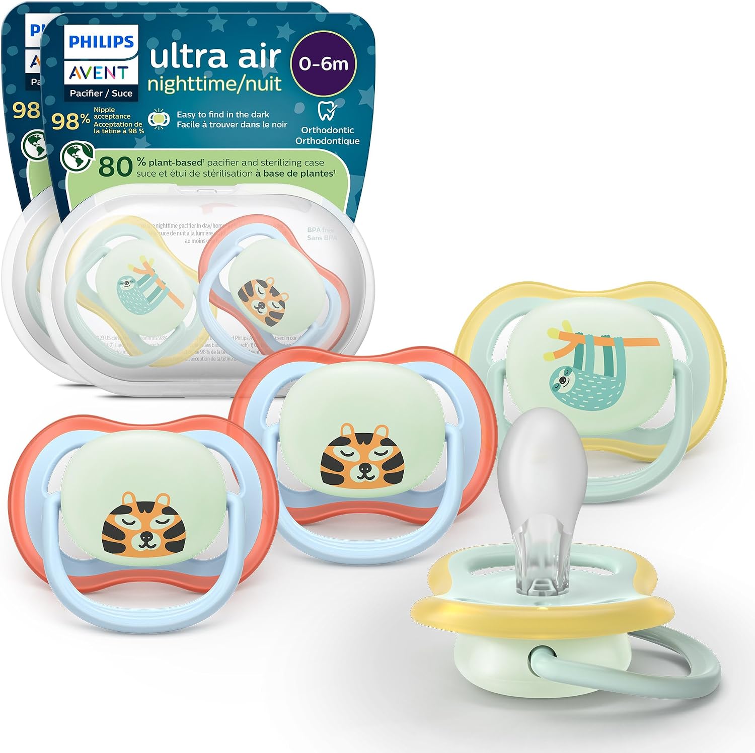 Philips Avent Ultra Air Chupetes nocturnos – Diseño ortodóntico