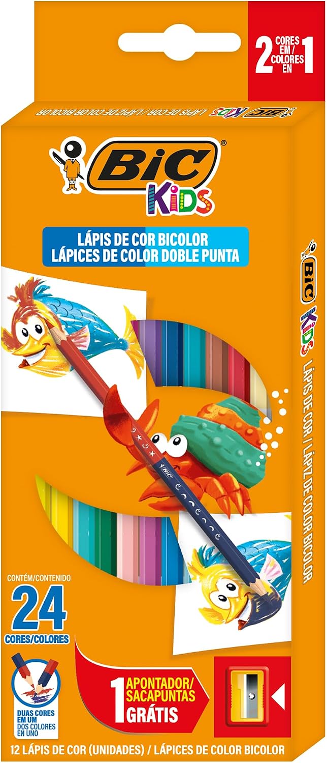 Lápices de Colores Evolution Bicolor Hechos de Madera Colores Intensos Punta Resistente 24 Colores