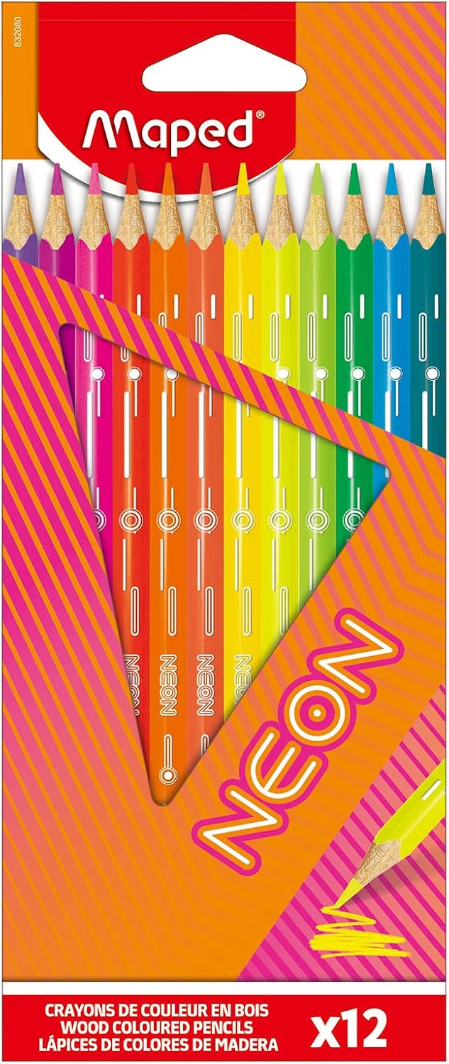 Maped – Lápices de Colores Neón, caja con 12 piezas.