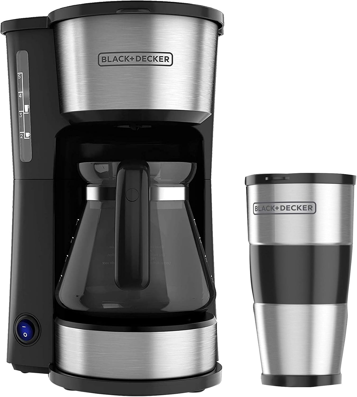 Black+Decker Cafetera 5 Tazas con Jarra de Vidiro y Vaso Personal