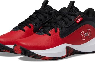 Under Armour – Tenis de Baloncesto para niños, (600) Rojo/Negro/Blanco
