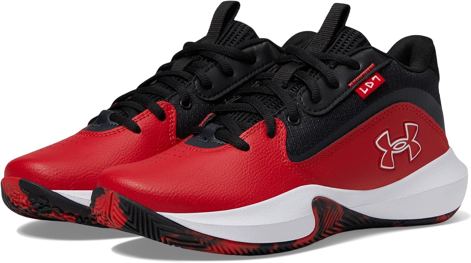 Under Armour – Tenis de Baloncesto para niños, (600) Rojo/Negro/Blanco