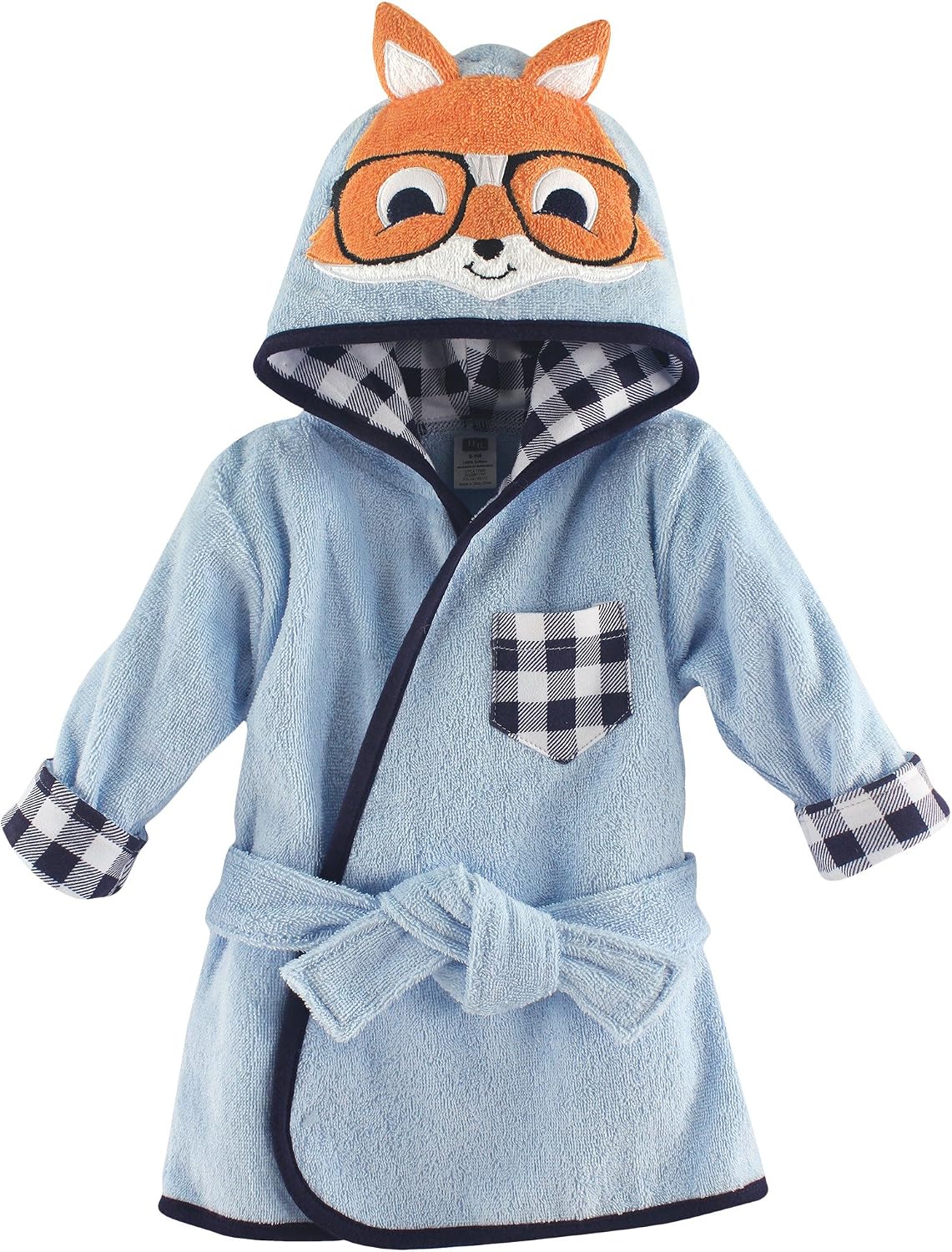 Hudson Baby Animal Face Hooded Bathrobe, Nerdy Fox, 0-9 Months