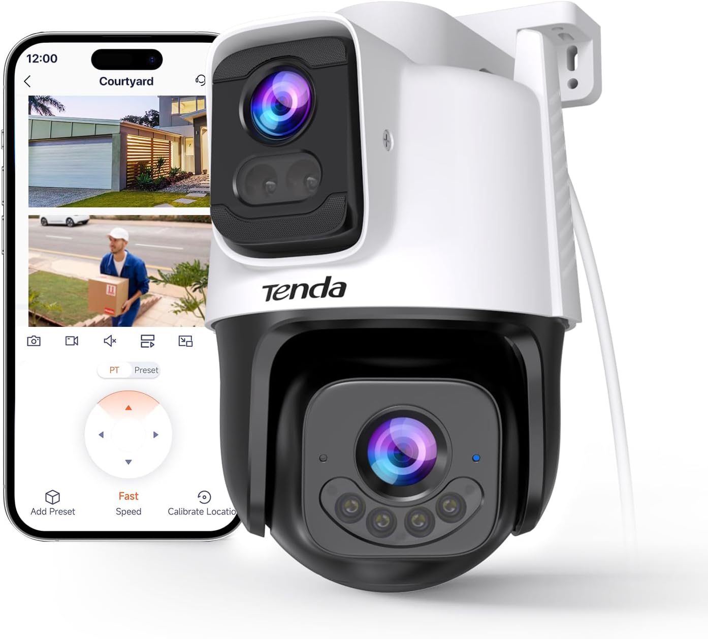 Tenda Cámara RH9 WiFi Exterior 2K+2K, PTZ 360° Doble Lente