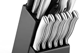 Farberware Juego de cuchillos de acero inoxidable con bloque para almacenamiento