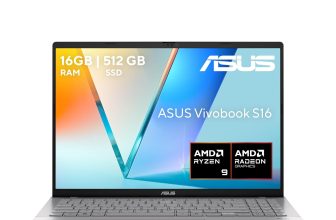 Vivobook S16 /Ryzen 9 270/16 Tops NPU/16 WUXGA/16GB RAM-512GB SSD/Ideal para Escuela y