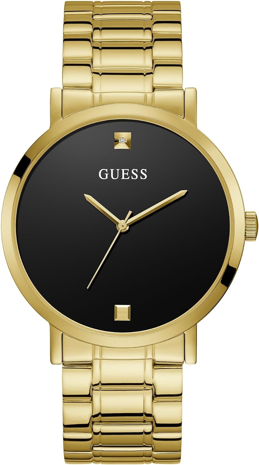 Men Analog Quartz Watch with Stainless Steel Strap, Gold, 21.8