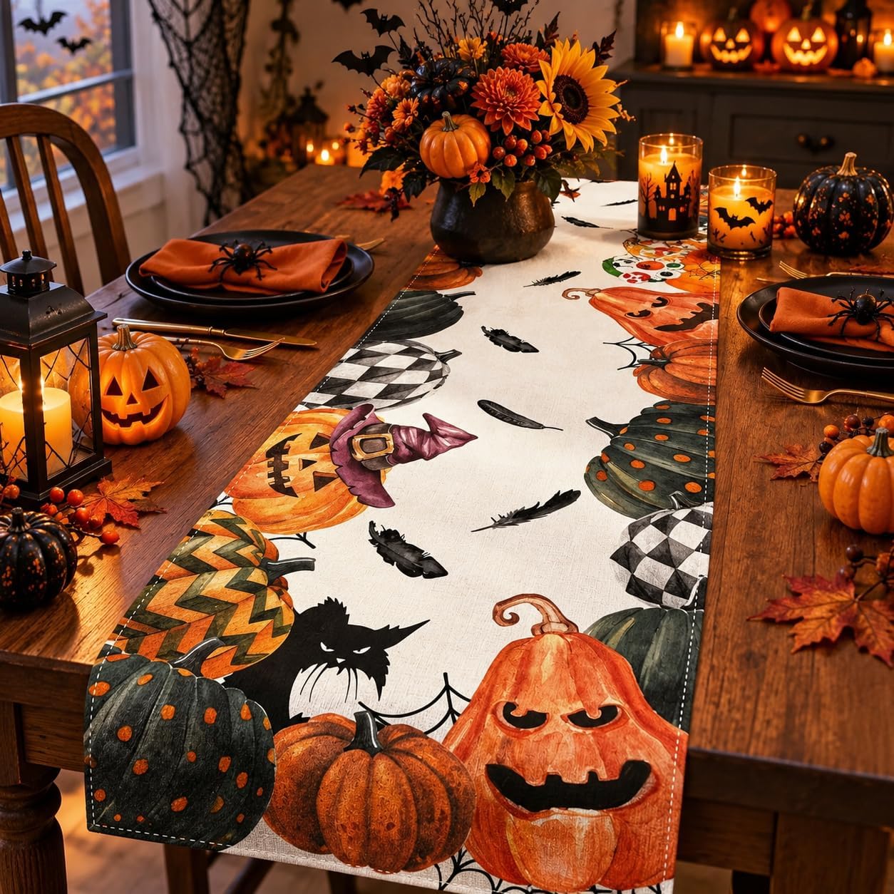 Camino de Mesa de Otoño con Calabaza 183x33cm