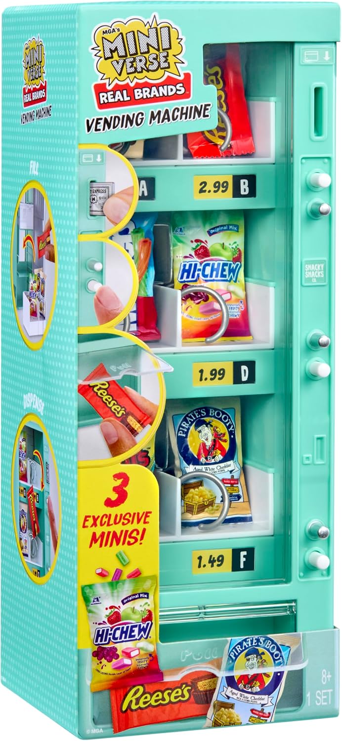 MINIVERSE, Figuras Miniatura, Set de Máquina Expendedora con Snacks