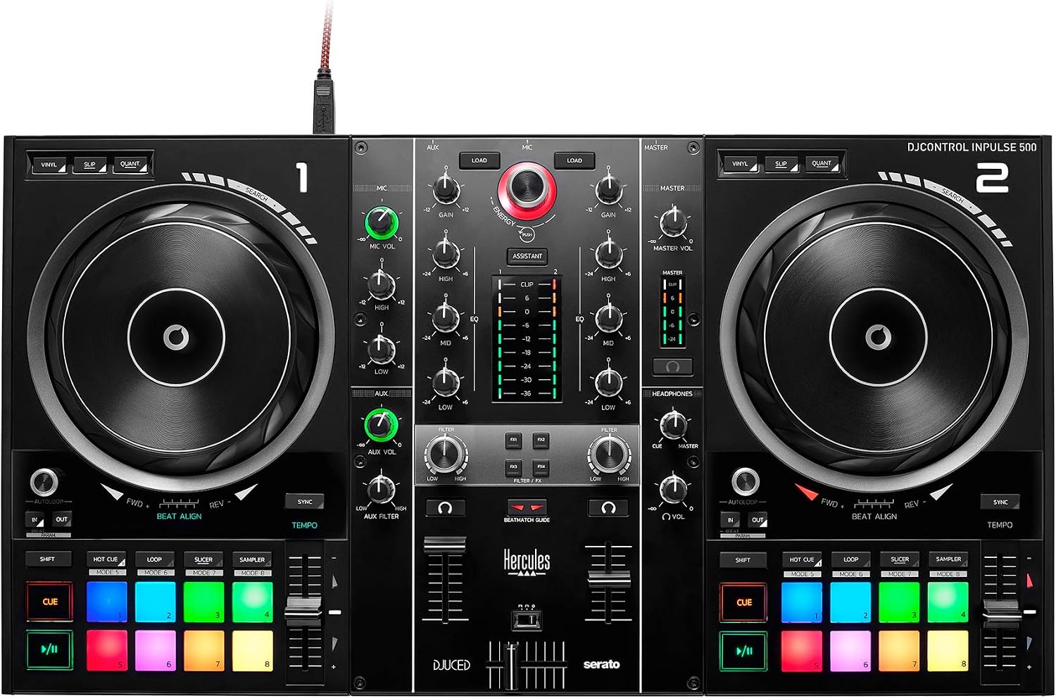 Hercules DJControl Inpulse 500: Controladora de DJ USB de 2 decks para Serato DJ Lite y DJUCED
