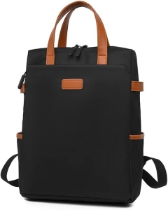 Mochila para Mujer de Nailon con Asas de Cuero, Estilo Minimalista