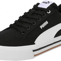 PUMA, Tenis Court Classic Vulcanizado, Unisex, Blanco con Negro, Talla 25,5