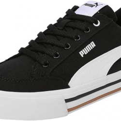 PUMA, Tenis Court Classic Vulcanizado, Unisex, Blanco con Negro, Talla 25,5