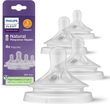 Philips Avent Tetina Natural Response│con válvula anticólicos│Flujo 3 Medio│3 m+│4 pzs│SCY963/44