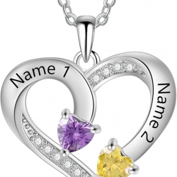 Collar de piedra natal de corazón personalizado