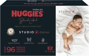 Huggies Black Label Studio H, 96 Pañales Premium etapa 2