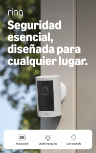 Cámara para exteriores 2K Ring con enchufe (último modelo): seguridad para tu casa o negocio