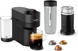 Nespresso Cafetera Vertuo Pop Negra con Espumador y Termo