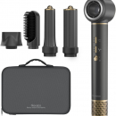 Secador de Pelo Profesional 5 en 1 – Boquillas + Cepillo + Rizador de Pelo, iónico Negativos Secador Kit 1600W Poco Ruido, Temperatura Ajustable y Velocidades para Rizar, Voluminizar y Alisar, Gris