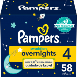 Pampers Overnight – Pañales Etapa 4, 58 Piezas. Para bebés de 10 a 17 Kg.