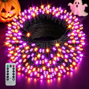 200 LED Luces Halloween Naranja Púrpura, Halloween Decoración Exterior