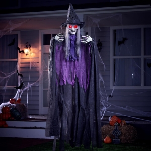 JOYIN-Bruja animada de Halloween de 182 cm con ojos iluminados