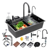 Mercado libre: Fregadero Acero Inoxidable Negro 80×45 – Diseño Cascada