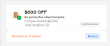 Cupon Mercado Libre: | $600 OFF | Min. $6000