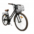 Bicicleta Vintage 6 Velocidades Freno de Mano Rodada 26 Canastilla Bici Urbana Retro Negra